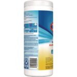 Clorox 01594 7 in. x 8 in. 1-Ply Disinfecting Wipes - Crisp Lemon, White (35/Canister, 12 Canisters/Carton) - Image 3