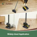 Eyliden New Thicker Broom and Dustpan Set with Extendable Long Handle and Dustpan Comb, Grey and Yellow - Image 3