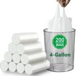 4 Gallon Trash Bags 200 Count, Small Garbage Bag 4-6 Gallon for Office, Bedroom, Bathroom