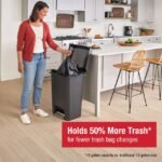 Rubbermaid Kitchen Trash Can, 19 Gallon, Plastic, Rectangular, Dual Compartment, Step Lid, Garbage Bin, Charcoal - Image 2