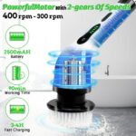 Electric Spin Scrubber Cordless, 9 Replaceable Heads for Shower Tile Grout, Waterproof Power Scrubber Brush with Extension Handle, Dual-Speed Bathroom Kitchen Floor Cleaner