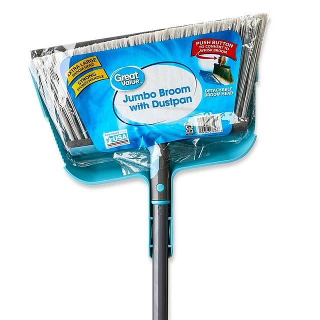 Great-Value-Jumbo-Broom-with-Dustpan_90709ee0-2199-434d-b284-a5a59e039171.65402f4ab75f818bbf8dd2f5af818ccb Great Value Jumbo Broom with Dustpan - Image 1