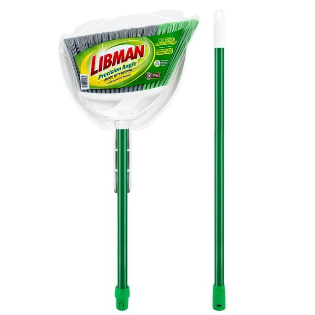 Libman-2-Piece-Steel-Handle-Angle-Broom-and-Dustpan-Green-Steel-Handle_c45a00d4-04e6-462b-8f3a-87ebd7de6f8a.284f4c38366248a0e123454830ffbf4e Libman Angle Broom and Dustpan Set with Steel Handle for Indoor and Outdoor Use - Image 1