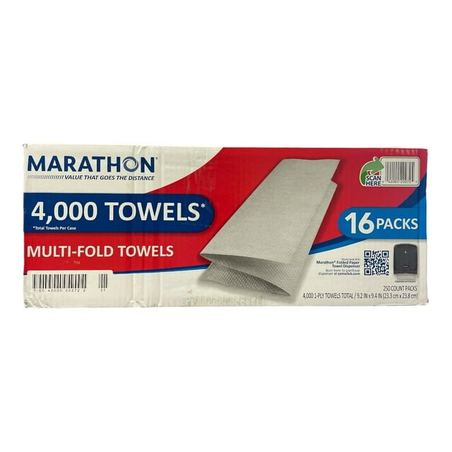 Marathon-Multi-Fold-Paper-Towels-1-Ply-9-2-x-9-4-White-4000-Pack_a8ae640a-e842-41c4-8f43-b5d128e081da.1a6d7d02923fed7ff5f525b996c7c5c6 Marathon Multifold Paper Towels - 4,000 Count - Image 1