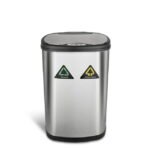 Nine Stars Automatic Kitchen Trash Can, 13 Gallon Stainless Steel, Motion Sensor Hands-Free Soft-Close Lid Garbage Bin, Silver