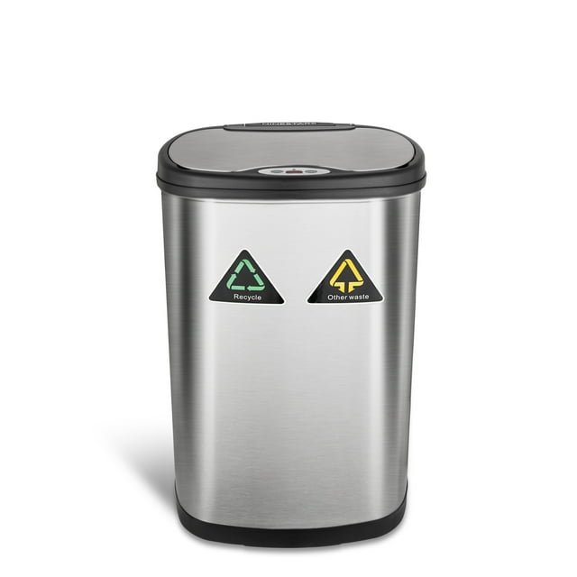 Ninestars-13-2-Gallon-Trash-Can-Touchless-Dual-Function-Kitchen-Trash-Can-Stainless-Steel_3af75b75-4821-4b76-93ee-a6cedba5d7b3.f7e8191ba65f6d8e4f5170ec68d69de8 Nine Stars Automatic Kitchen Trash Can, 13 Gallon Stainless Steel, Motion Sensor Hands-Free Soft-Close Lid Garbage Bin, Silver - Image 1