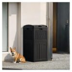 30 Gallon Trash Can, Resin Outdoor Garbage Can with Lid, Waterproof Hideaway Patio Waste Bins for Outside Use - Image 2