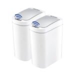 Nine Stars Automatic Bathroom Trash Can, 2-Gallon Plastic, Motion Sensor Hands-Free Soft-Close Lid Garbage Bin, White 2 pack - Image 3